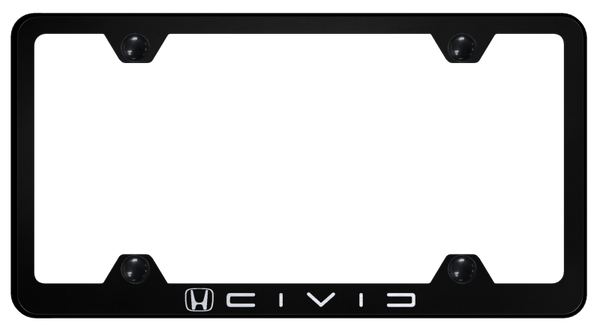 Honda Civic (Reverse C) Steel Wide Body Frame - Laser Etched Black License Plate Frame - LFW.CIVC.EB