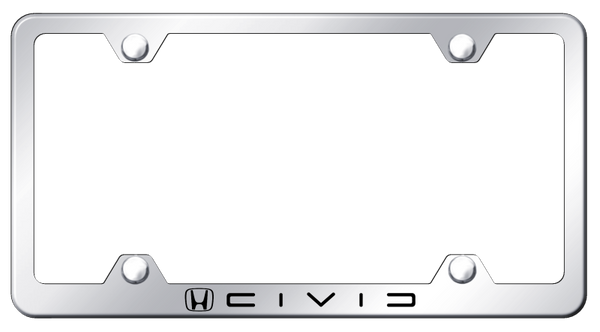 Honda Civic (Reverse C) Steel Wide Body Frame - Etched Mirrored License Plate Frame - LFW.CIVC.EC