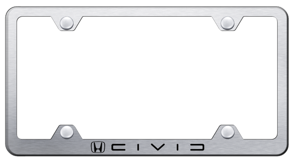 Honda Civic (Reverse C) Steel Wide Body Frame - Etched Brushed License Plate Frame - LFW.CIVC.ES