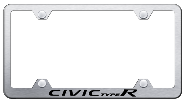 Honda Civic Type R Steel Wide Body Frame - Laser Etched Brushed License Plate Frame - LFW.CIVR.ES