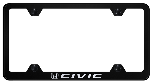 Honda Civic Steel Wide Body Frame - Laser Etched Black License Plate Frame - LFW.CIV.EB