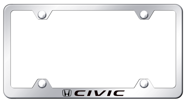 Honda Civic Steel Wide Body Frame - Laser Etched Mirrored License Plate Frame - LFW.CIV.EC