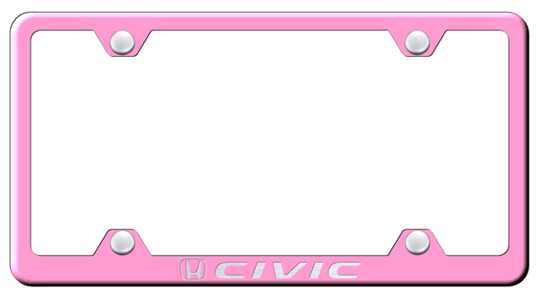 Honda Civic Steel Wide Body Frame - Laser Etched Pink License Plate Frame - LFW.CIV.EP