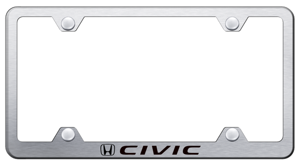 Honda Civic Steel Wide Body Frame - Laser Etched Brushed License Plate Frame - LFW.CIV.ES