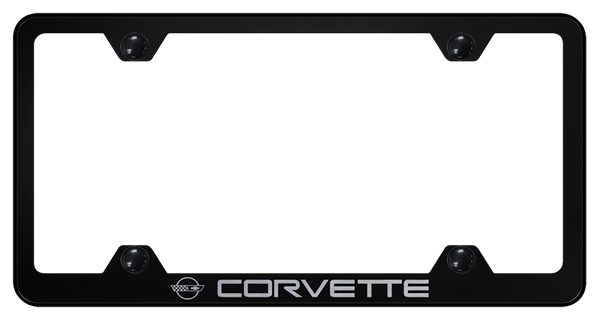 Chevrolet Corvette C4 Steel Wide Body Frame - Laser Etched Black License Plate Frame - LFW.COV4.EB