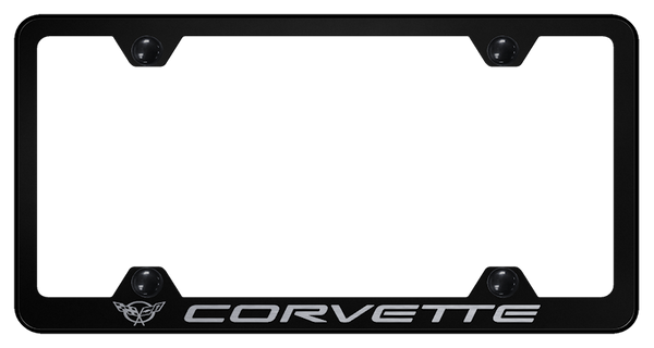 Chevrolet Corvette C5 Steel Wide Body Frame - Laser Etched Black License Plate Frame - LFW.COV5.EB