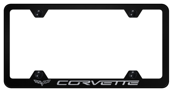 Chevrolet Corvette C6 Steel Wide Body Frame - Laser Etched Black License Plate Frame - LFW.COV6.EB