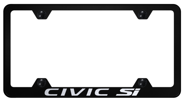 Honda Civic SI Steel Wide Body Frame - Laser Etched Black License Plate Frame - LFW.CSI.EB