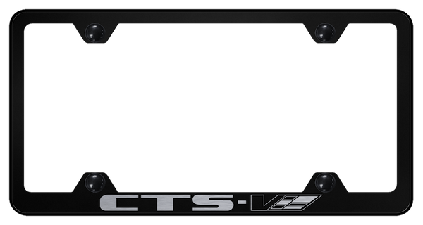 Cadillac CTS-V Steel Wide Body Frame - Laser Etched Black License Plate Frame - LFW.CTSV.EB