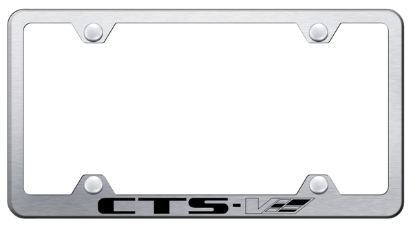 Cadillac CTS-V Steel Wide Body Frame - Laser Etched Brushed License Plate Frame - LFW.CTSV.ES