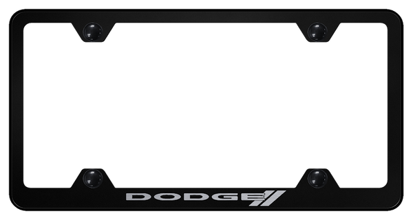 Dodge Dodge Stripe Steel Wide Body Frame - Laser Etched Black License Plate Frame - LFW.DODS.EB