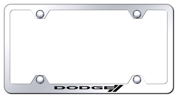 Dodge Dodge Stripe Steel Wide Body Frame - Laser Etched Mirrored License Plate Frame - LFW.DODS.EC