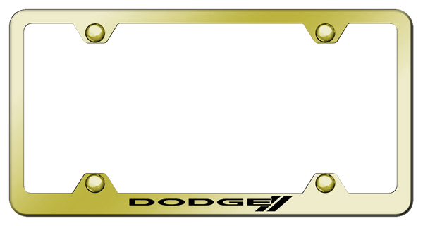 Dodge Dodge Stripe Steel Wide Body Frame - Laser Etched Gold License Plate Frame - LFW.DODS.EG