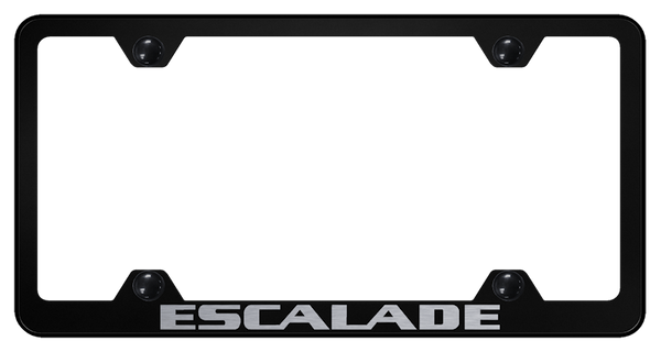 Cadillac Escalade Steel Wide Body Frame - Laser Etched Black License Plate Frame - LFW.ESA.EB