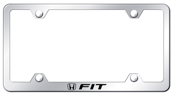 Honda Fit Steel Wide Body Frame - Laser Etched Mirrored License Plate Frame - LFW.FIT.EC