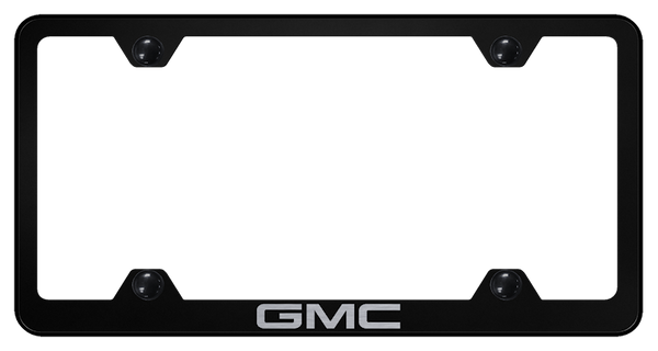 GMC GMC Steel Wide Body Frame - Laser Etched Black License Plate Frame - LFW.GMC.EB