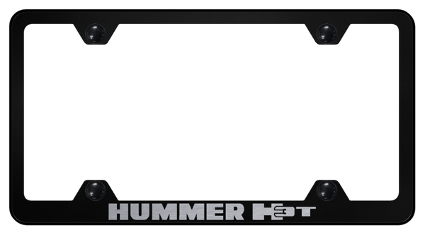 Hummer Hummer H3T Steel Wide Body Frame - Laser Etched Black License Plate Frame - LFW.H3T.EB