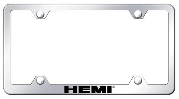 Mopar Hemi Steel Wide Body Frame - Laser Etched Mirrored License Plate Frame - LFW.HEM.EC