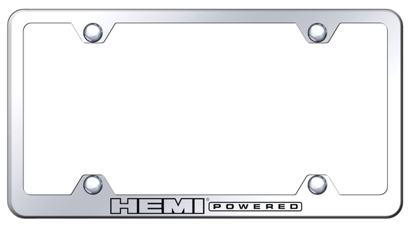 Mopar Hemi Powered Steel Wide Body Frame - Laser Etched Mirrored License Plate Frame - LFW.HPOWL.EC