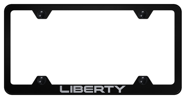 Jeep Liberty Steel Wide Body Frame - Laser Etched Black License Plate Frame - LFW.LIB.EB