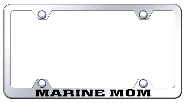 Marine Mom Steel Wide Body Frame - Laser Etched Mirrored License Plate Frame - LFW.MARM.EC