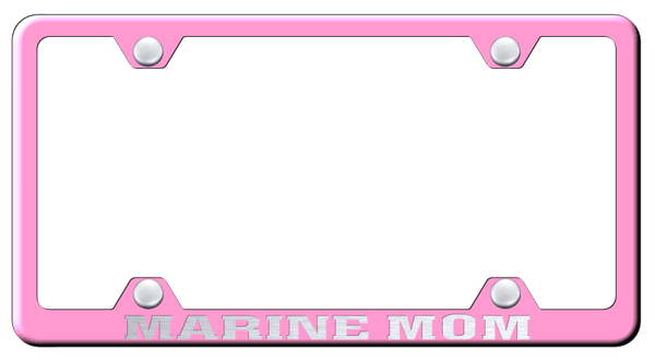 Marine Mom Steel Wide Body Frame - Laser Etched Pink License Plate Frame - LFW.MARM.EP