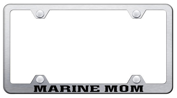 Marine Mom Steel Wide Body Frame - Laser Etched Brushed License Plate Frame - LFW.MARM.ES