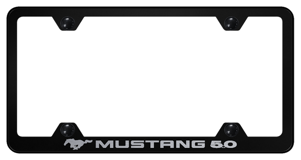 Mustang Mustang 5.0 Steel Wide Body Frame - Laser Etched Black License Plate Frame - LFW.MUS5.EB