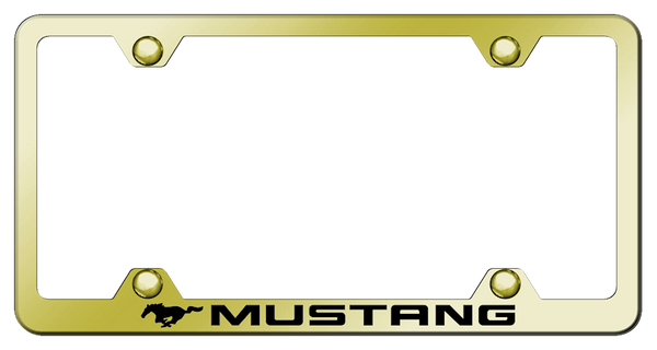 Mustang Mustang Steel Wide Body Frame - Laser Etched Gold License Plate Frame - LFW.MUS.EG