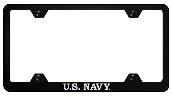 U.S. Navy Steel Wide Body Frame - Laser Etched Black License Plate Frame - LFW.NAVY.EB