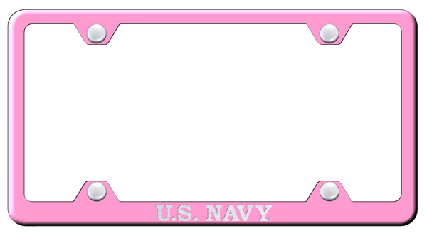 U.S. Navy Steel Wide Body Frame - Laser Etched Pink License Plate Frame - LFW.NAVY.EP