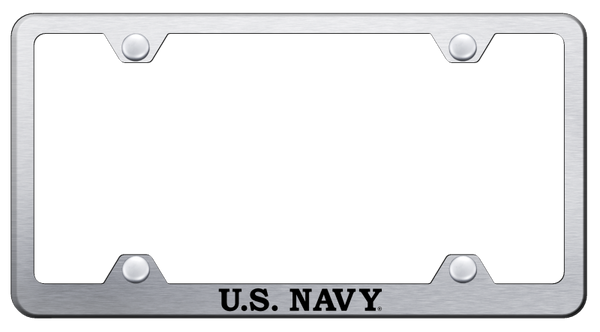 U.S. Navy Steel Wide Body Frame - Laser Etched Brushed License Plate Frame - LFW.NAVY.ES