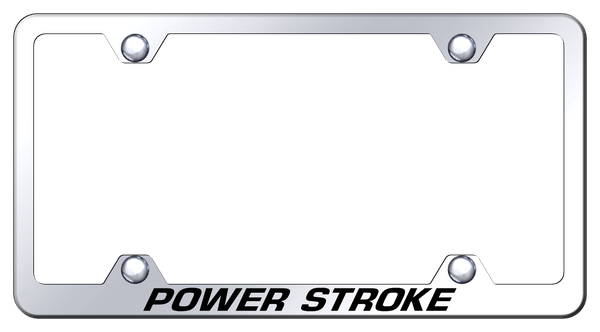 Ford Powerstroke Steel Wide Body Frame - Laser Etched Mirrored License Plate Frame - LFW.PWR.EC