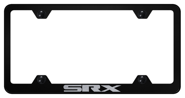 Cadillac SRX Steel Wide Body Frame - Laser Etched Black License Plate Frame - LFW.SRX.EB