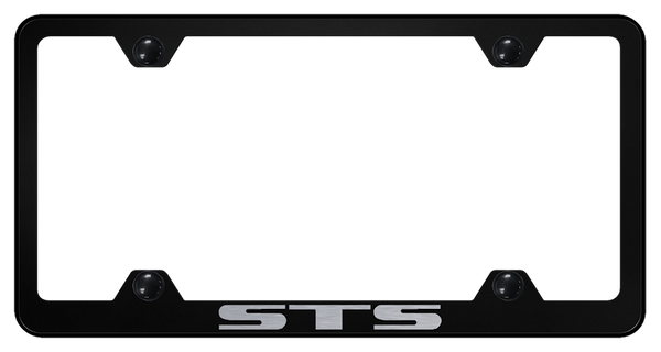 Cadillac STS Steel Wide Body Frame - Laser Etched Black License Plate Frame - LFW.STS.EB