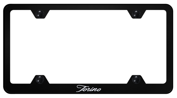 Ford Torino Script Steel Wide Body Frame - Laser Etched Black License Plate Frame - LFW.TORS.EB