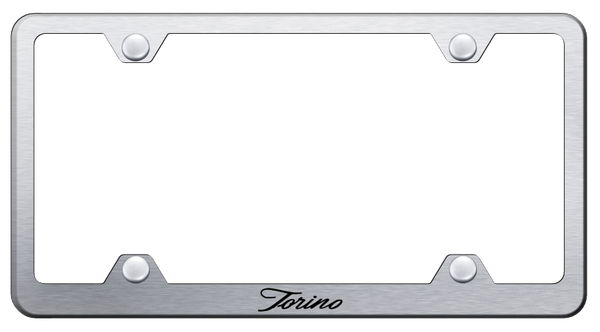 Ford Torino Script Steel Wide Body Frame - Laser Etched Brushed License Plate Frame - LFW.TORS.ES