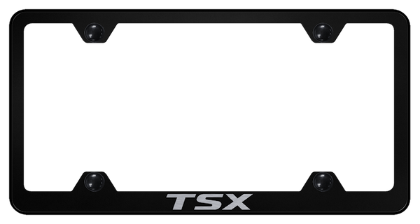 Acura TSX Steel Wide Body Frame - Laser Etched Black License Plate Frame - LFW.TSX.EB