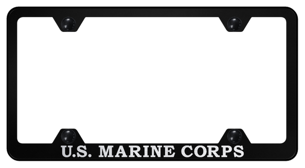 U.S.M.C. Name Steel Wide Body Frame - Laser Etched Black License Plate Frame - LFW.USMCN.EB