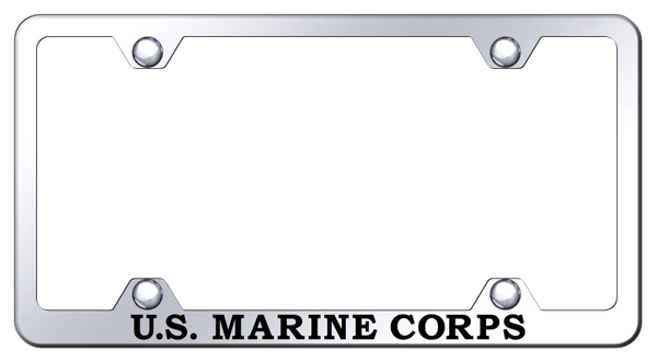 U.S.M.C. Name Steel Wide Body Frame - Laser Etched Mirrored License Plate Frame - LFW.USMCN.EC