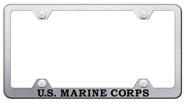 U.S.M.C. Name Steel Wide Body Frame - Laser Etched Brushed License Plate Frame - LFW.USMCN.ES