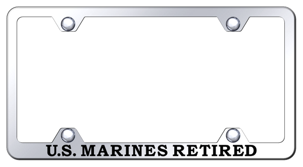 U.S. Marines Retired Steel Wide Body Frame - Etched Mirrored License Plate Frame - LFW.USMCR.EC