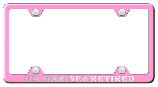 U.S. Marines Retired Steel Wide Body Frame - Etched Pink License Plate Frame - LFW.USMCR.EP