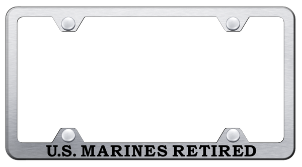 U.S. Marines Retired Steel Wide Body Frame - Etched Brushed License Plate Frame - LFW.USMCR.ES