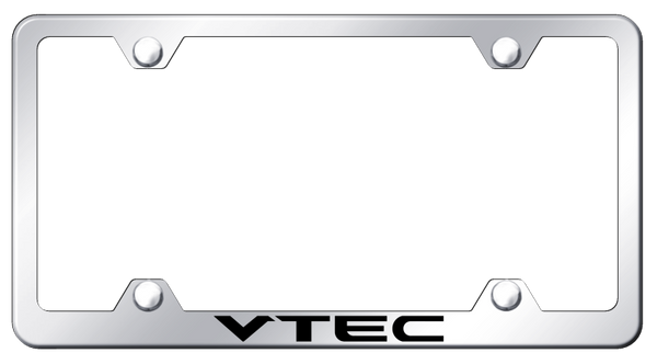 Honda VTEC Steel Wide Body Frame - Laser Etched Mirrored License Plate Frame - LFW.VTE.EC