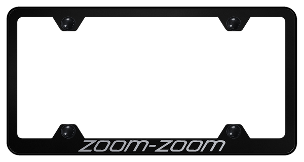 Mazda Zoom-Zoom Steel Wide Body Frame - Laser Etched Black License Plate Frame - LFW.ZOO.EB