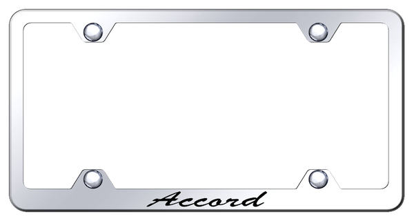 Honda Accord Script Steel Wide Body Frame - Laser Etched Mirrored License Plate Frame - LFWS.ACC.EC