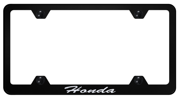 Honda Honda Script Steel Wide Body Frame - Laser Etched Black License Plate Frame - LFWS.HON.EB