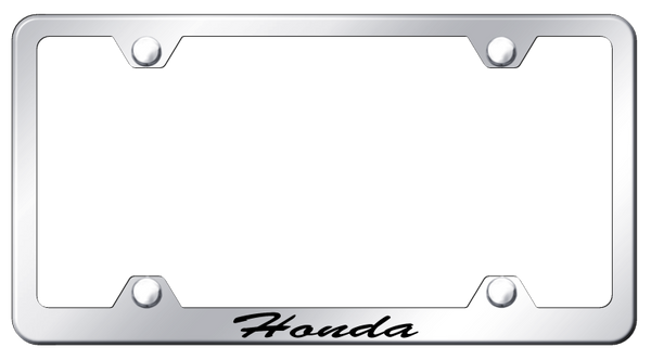 Honda Honda Script Steel Wide Body Frame - Laser Etched Mirrored License Plate Frame - LFWS.HON.EC