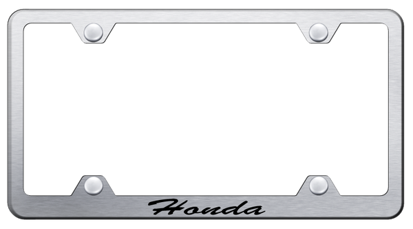 Honda Honda Script Steel Wide Body Frame - Laser Etched Brushed License Plate Frame - LFWS.HON.ES